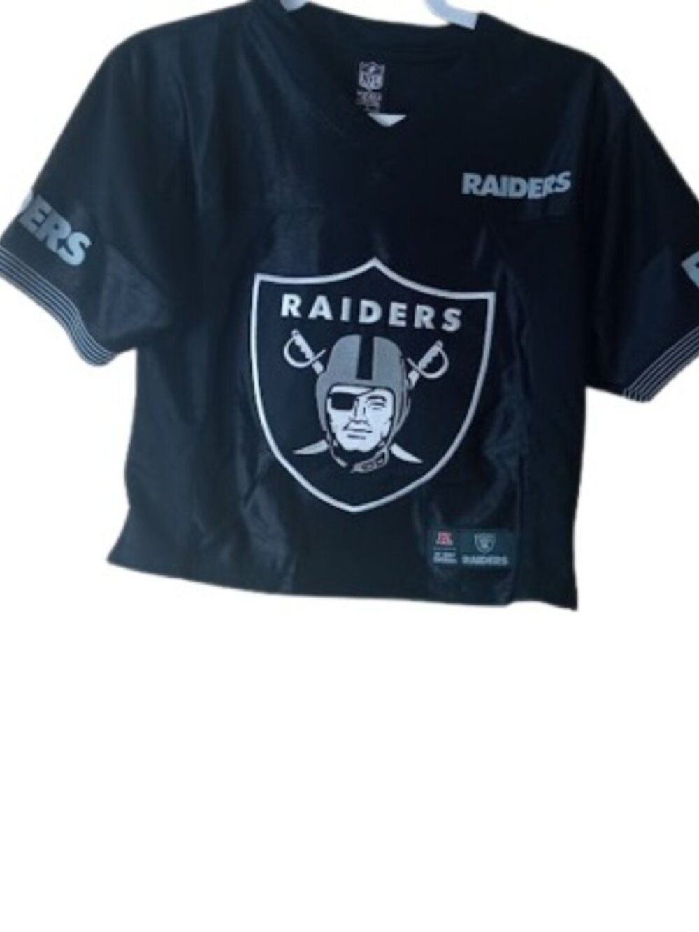 NFL Team Apparel Womens LA Raiders Cropped Jersey Black  S